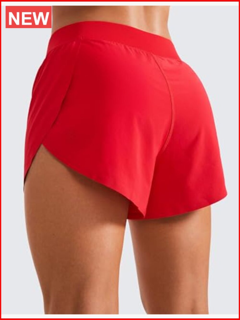 Polyester Blend Mid Waisted Split Running Shorts with Mesh Liner - Picture 2 of 4